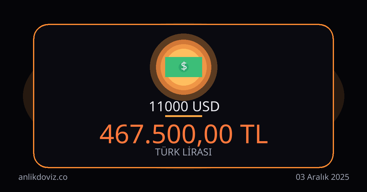 11000 Dolar kaç TL?