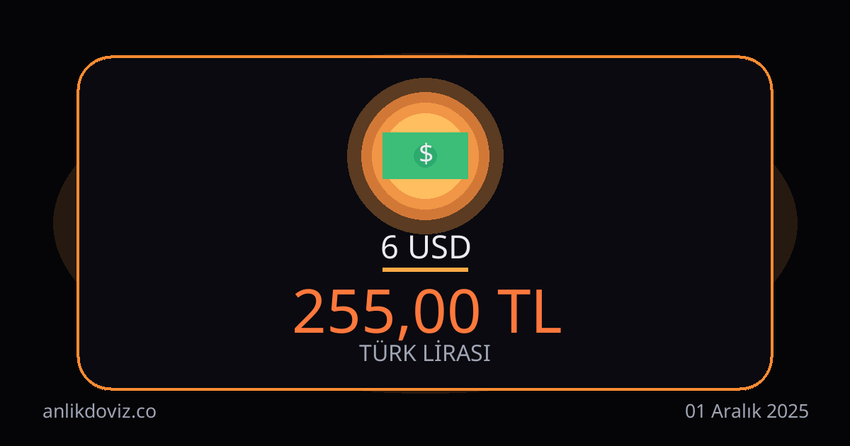 6 Dolar kaç TL?